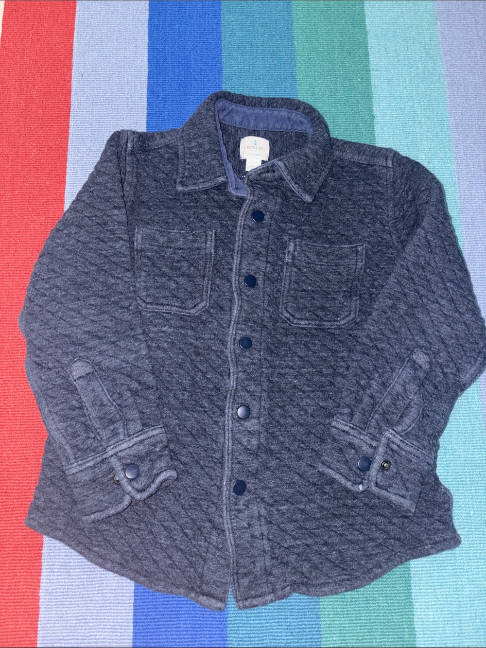 Crewcuts Quilted Heathered-Navy Snap Button-Front Overshirt